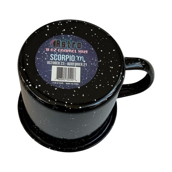 Scorpio Astrology 18 oz Enamel Campfire Mug Zodiac Symbol Black White & Gold NWT - Picture 8 of 8